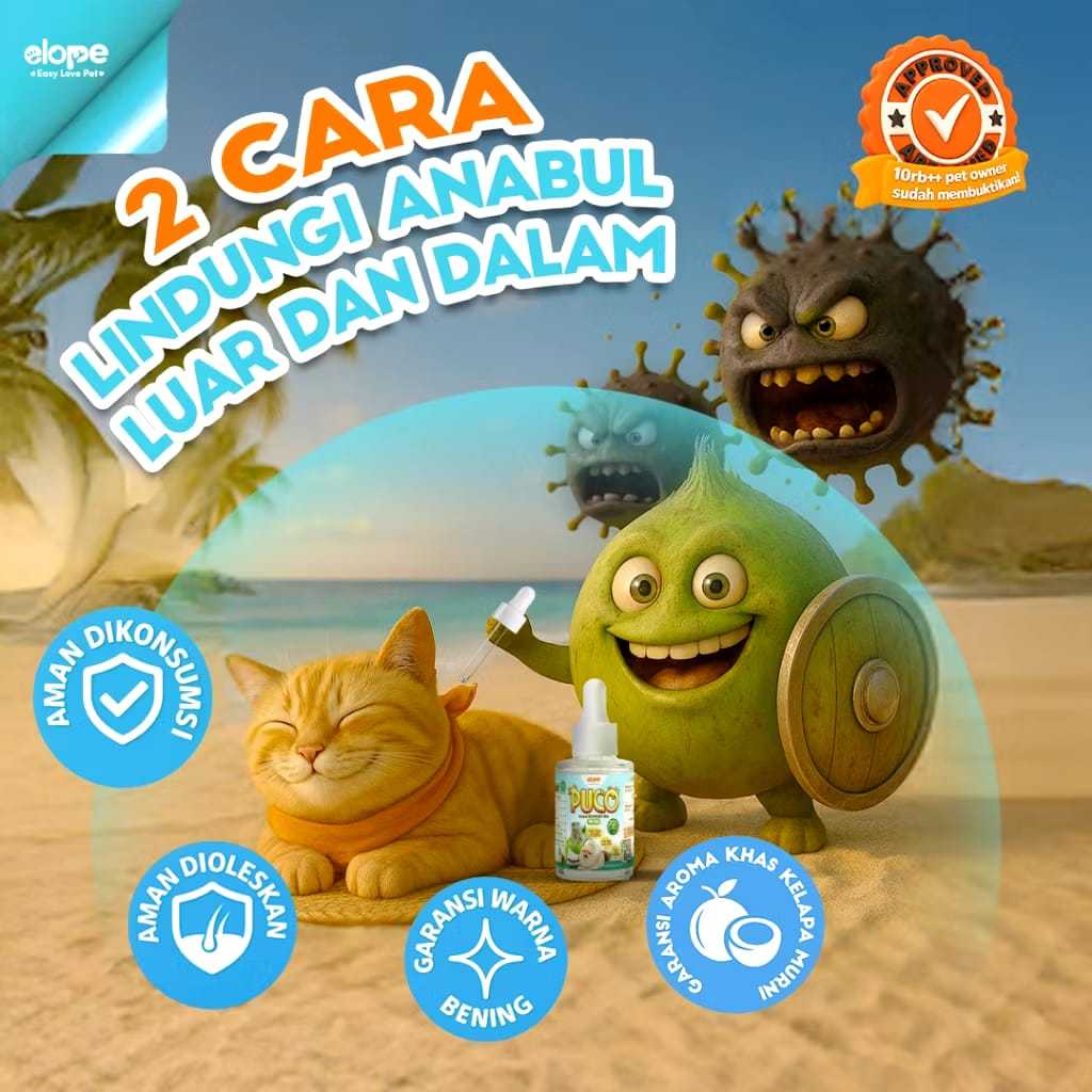 ELOPE Puco Extra Virgin Coconut Oil Minyak  Kucing Anjing scabies Jamur Scabies Ringworm Hairball