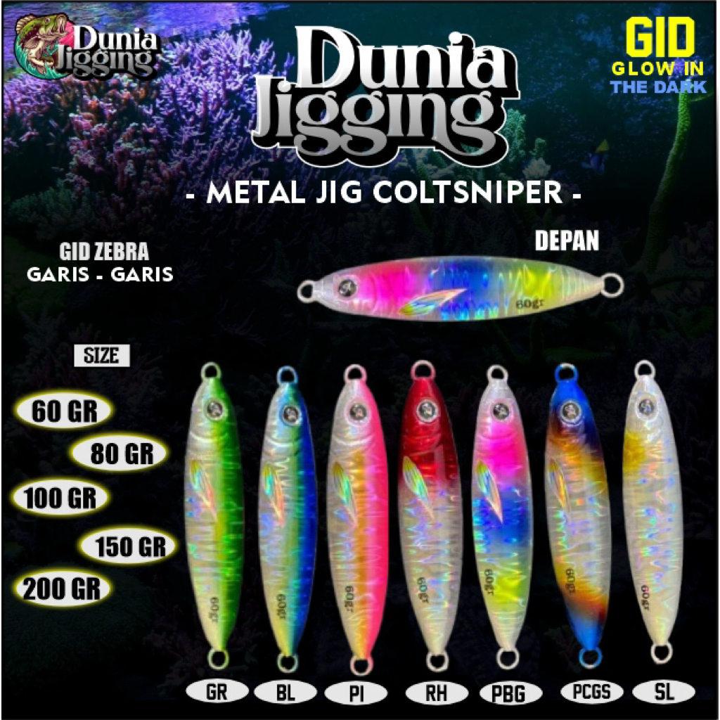 Metal Jig COLTSNIPER 60gr - 200gr GID Garis Umpan Jigging Ikan Air Asin Gt Tenggiri Rubysniper