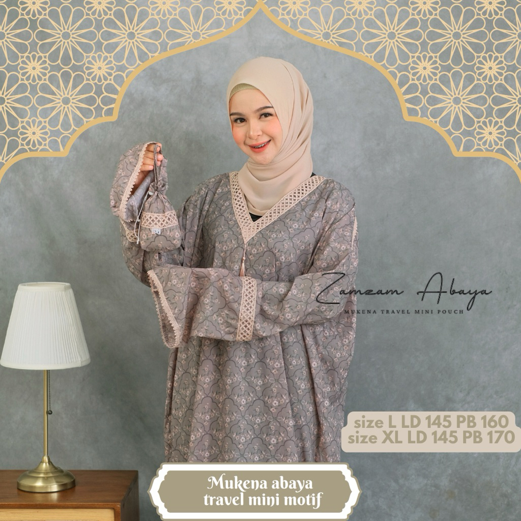 (PILIH MOTIF) mukena abaya travel mini pouch motif by Zamzam abaya sholat kecil