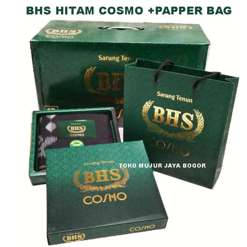 Sarung BHS Cosmo Putih Gold Elegan Katun Sarung BHS Cosmo Polos Hitam Gold