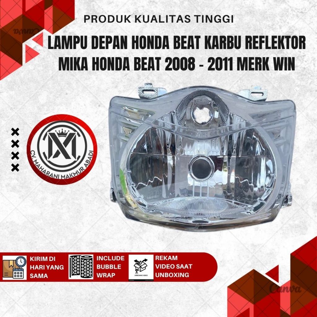 WIN TENSHI LAMPU DEPAN REFLEKTOR MOTOR HONDA BEAT KARBU/HONDA BEAT KECIL 2008 2009 2010 2011