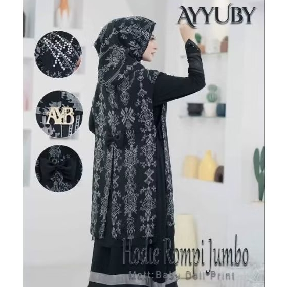 HIJAB INSTAN HOODIE CARIDIGAN MOTIF ETNIK AYYUBY