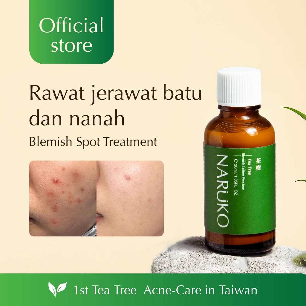 NARUKO - Blemish Lotion Tea Tree | Jerawat | Bekas Jerawat | Berminyak & Sensitif | Noda Gelap | Jer