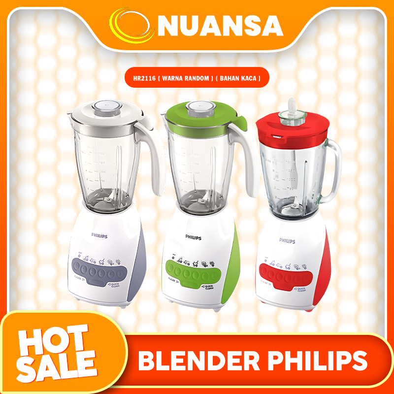 Blender Philips HR2116 adalah blender kaca berkapasitas 2 Liter (efektif 1.5L) dengan daya 350 Watt 