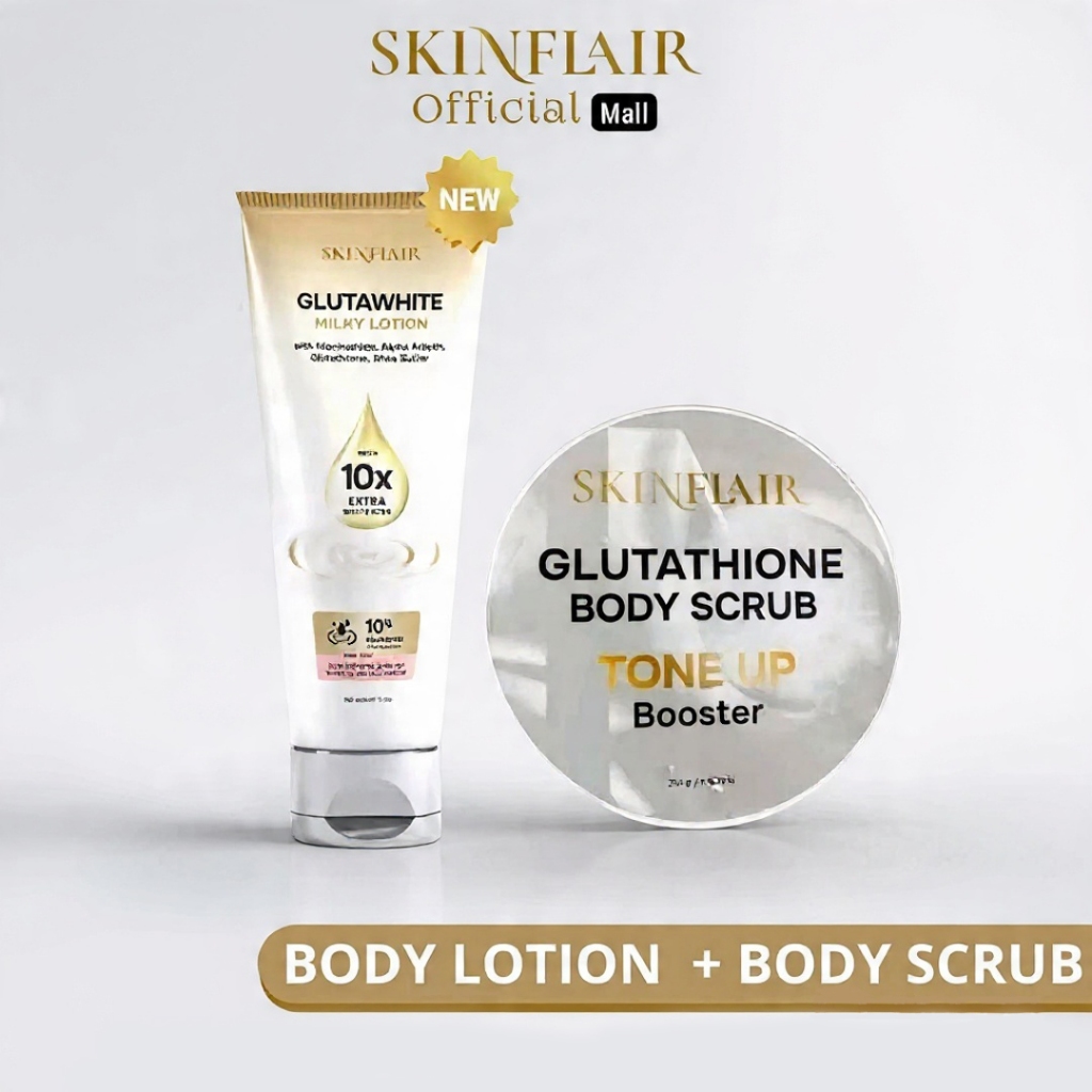 (BUNDLING) Skinflair Glutawhite Milky Lotion dan Scrub Glutathione