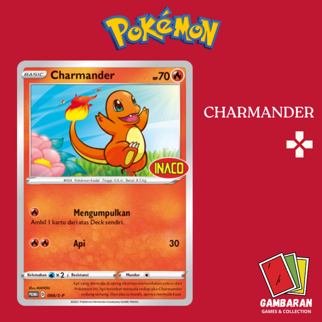 Charmander Promo x Inaco 088/S-P Kartu Pokemon Indonesia TCG