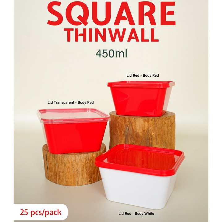 Thinwall Square 450 ml Suapi - 25 Pcs
