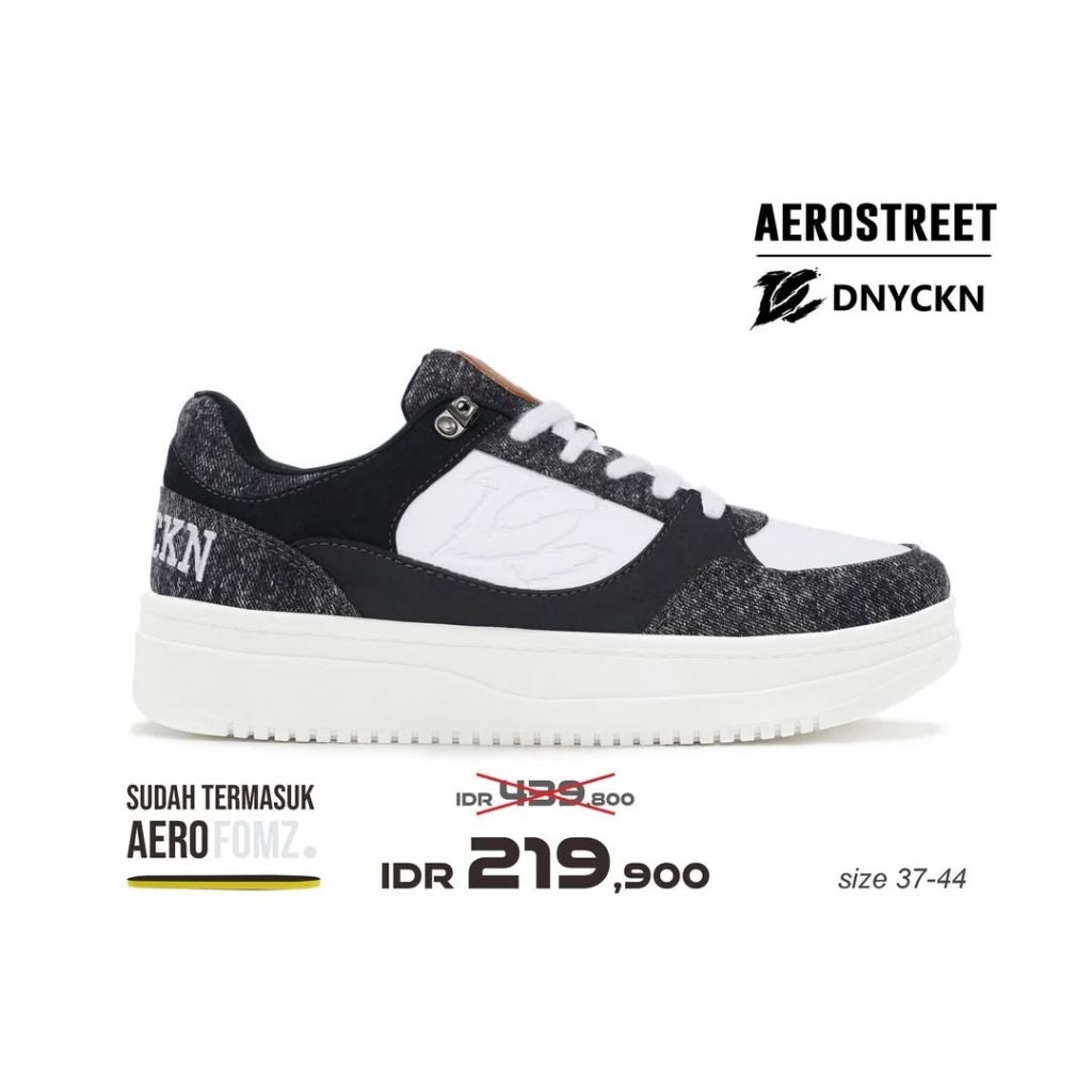 Aerostreet X DC 2 37-44 Denim Caknan Putih Putih Hitam