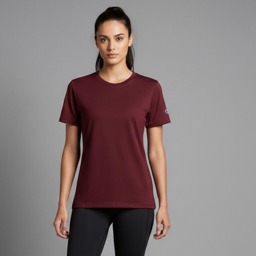 Baju Kaos CHAMPION T Shirt Wanita Biru Muda Original Second Preloved