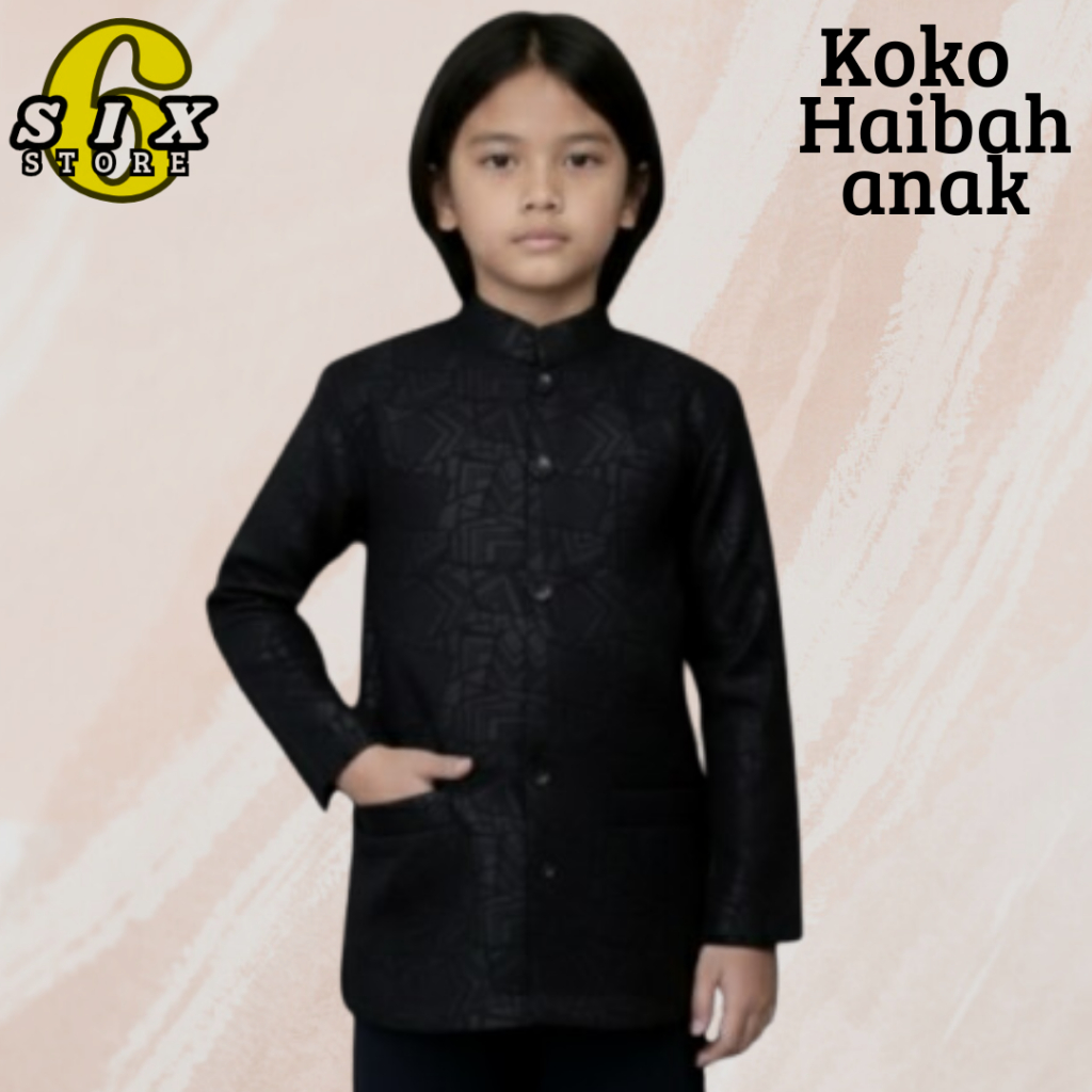 Baju Koko Haibah Embos Anak Laki-Laki Nyaman Modis