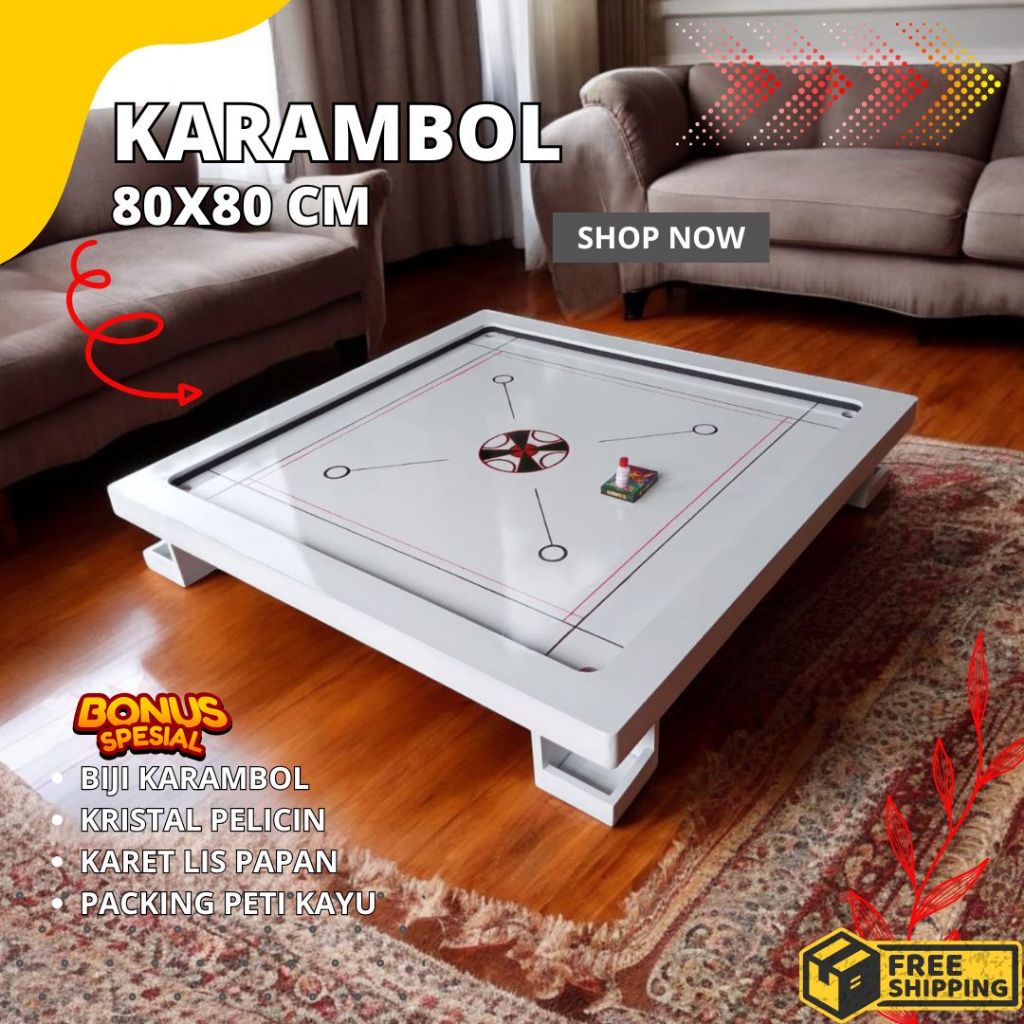Karambol terbaik Kayu Plywood Meranti Tebal Murah Free Kristal Bubuk Meja Karambol Dewasa Anak Jumbo