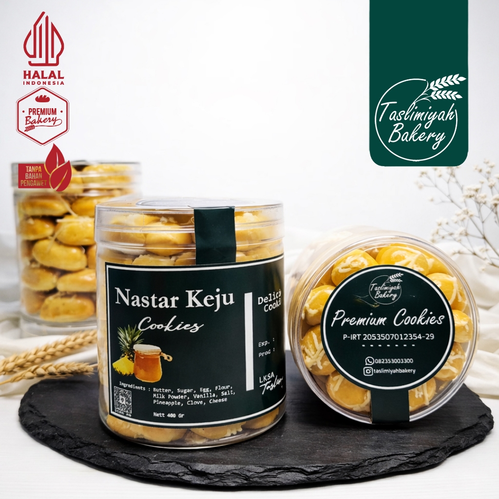 TASLIMIYAH BAKERY Nastar Keju Premium Toples 600 ml / Kue Lebaran / Cemilan / Snack / Kue Malang