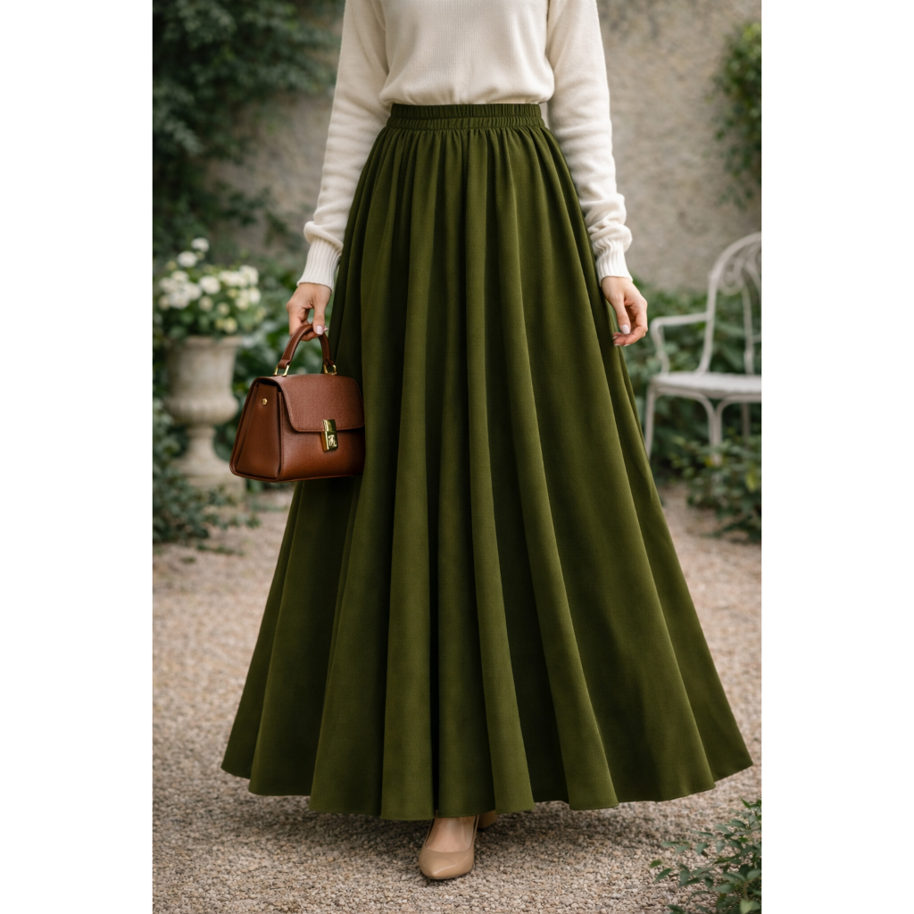 Rok WOLFIS Lebar Wanita Polos Panjang Jumbo High Waist Bahan Tebal Tidak Menerawang Formal Kerja Muslimah by KaRINA