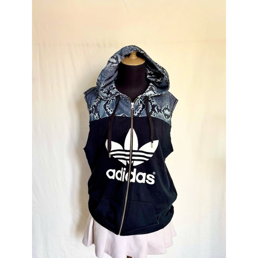 Adidas Originals Trefoil Hoodie Vest Snakeskin Print - Black/Grey (AB2616) - Original