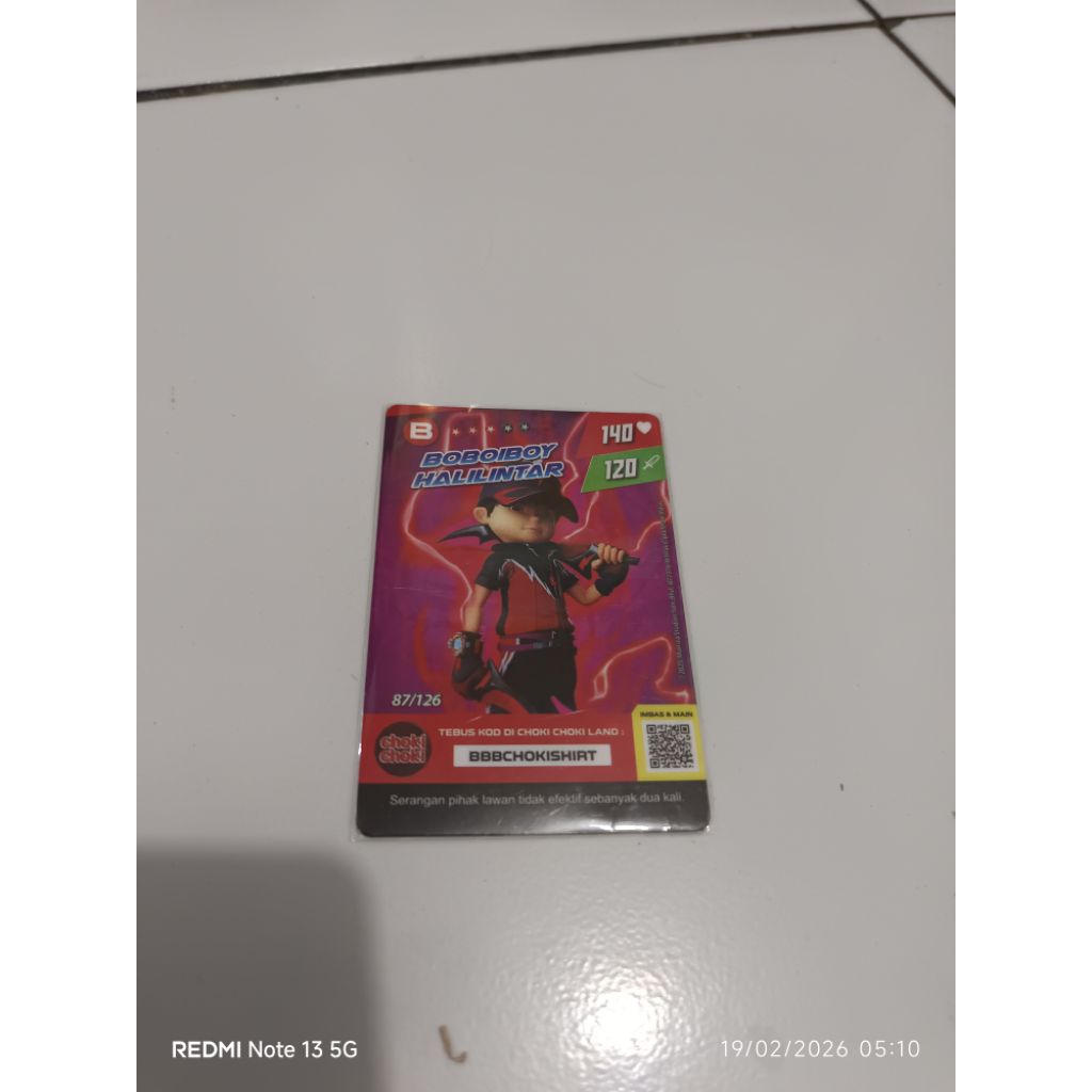 kartu boboiboy halilintar choki choki x monsta volume 1