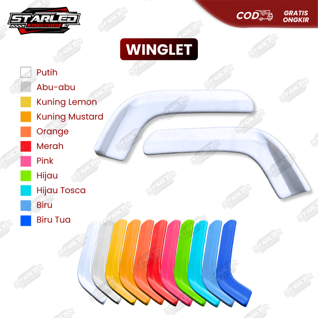 PAKET COMBO WINGLET UNIVERSAL DEPAN BUMPER WARNA MOBIL TRUK BUS BEMPER HIDROLIK TOWING STRAP PLAT JD