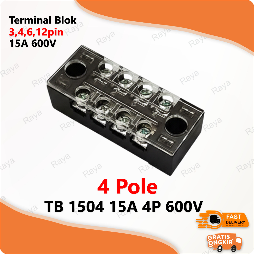 Terminal Block TB 1504 15A 4P 600V