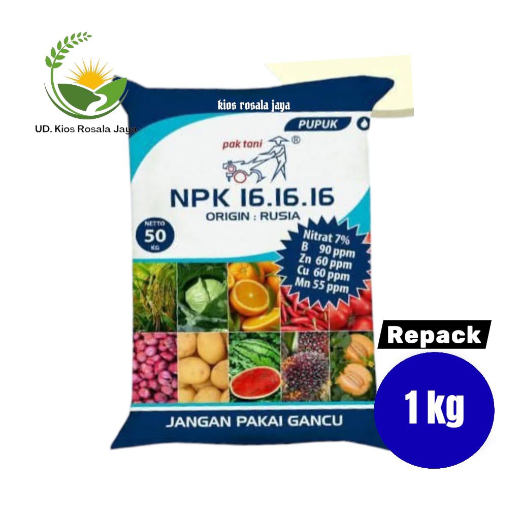 Pupuk NPK 16 16 16 Pak Tani 1 kg Kemasan Repack