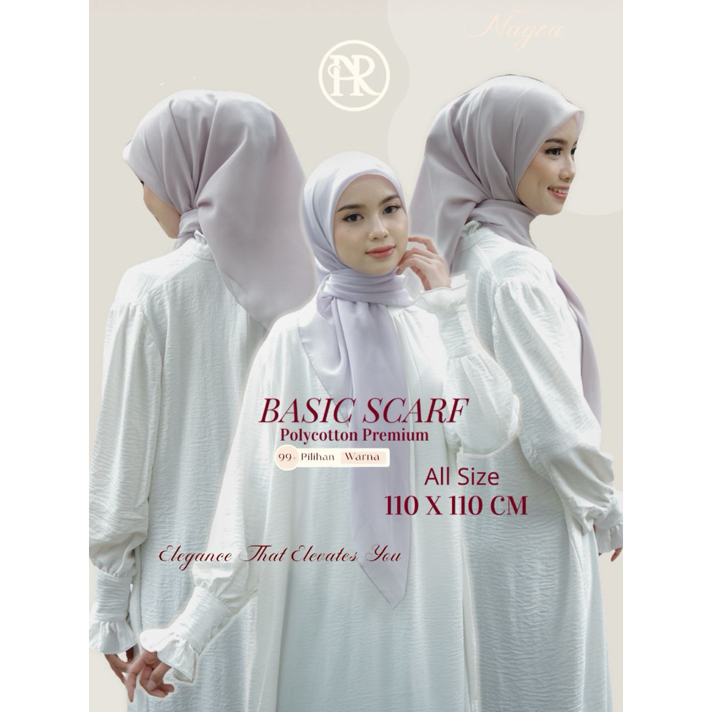 Basic Scarf Hijab Segi Empat Polos Premium - Nayra
