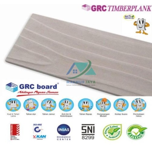 GRC Timberplank Urat Kayu 20 cm / Lisplang GRC 8 mm x 200 mm x 3000 mm