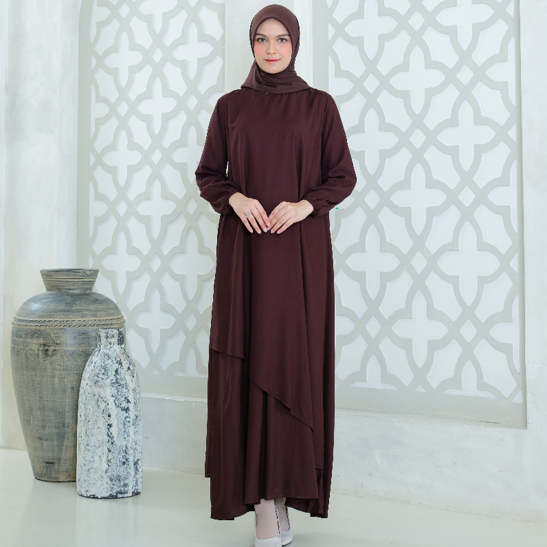 RILLEY - Gamis Rahila | Gamis Wanita Polos Bahan Adem | Gamis Bahan Rayon Slup