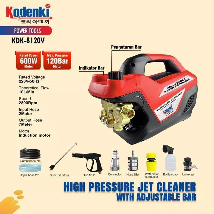 KODENKI Mesin Jet Cleaner Cuci Motor Mobil Steam Semprot Air High Pressure Kdk8120 KODENKI