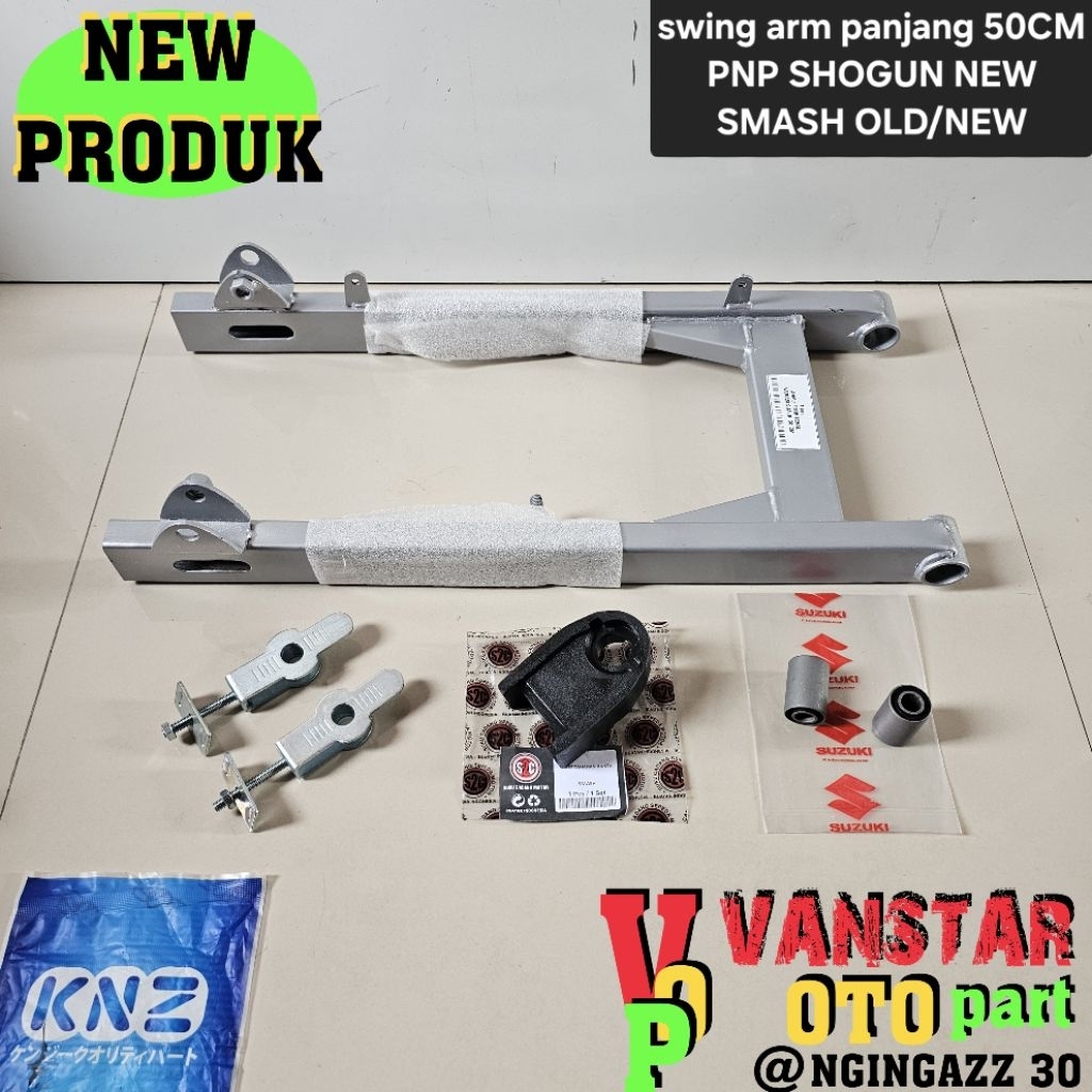 Swing arm panjang 50CM PNP SMASH OLD/NEW SHOGUN 110/125 GRAND ASTREA warna silver