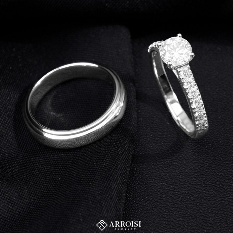 Arroisi Jewelry Cincin Palladiun Cincin Tunangan & Nikah (0028)