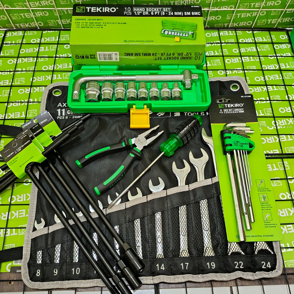 TEKIRO Alat Bengkel Lengkap /Paket Bengkel/ Tools Set / Kunci Sok / Ring Pas / Kunci L / Obeng / Tan