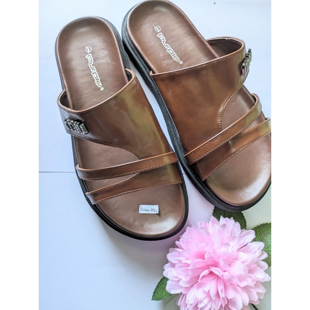 Sandal Slide Kulit Sintetis Tebal