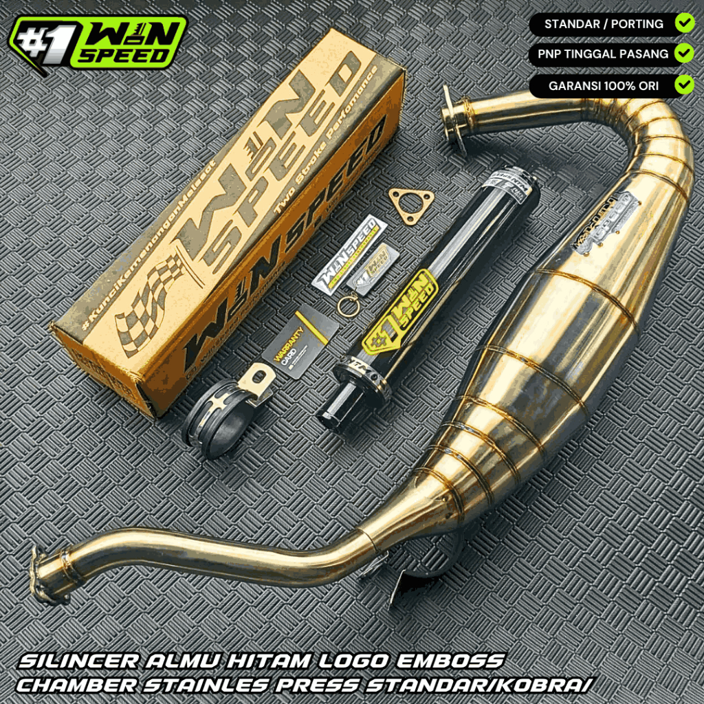 Knalpot Racing Ninja R RR SS WIN SPEED Almu Hitam Ujung Lurus CNC HITAM Chamber Stainles Las Cacing 