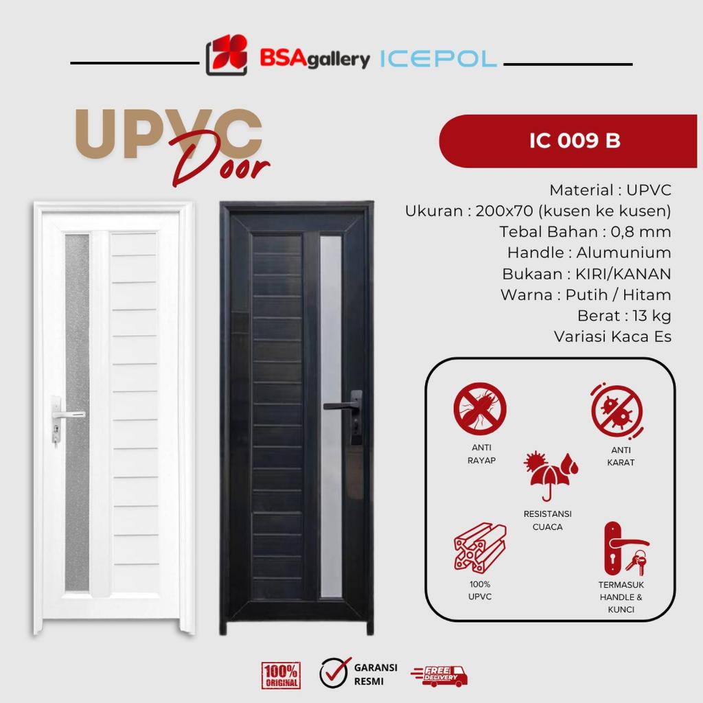 PINTU KAMAR MANDI ICEPOL KACA SAMPING / PINTU UPVC ICEPOL AESTETIK IC 009B