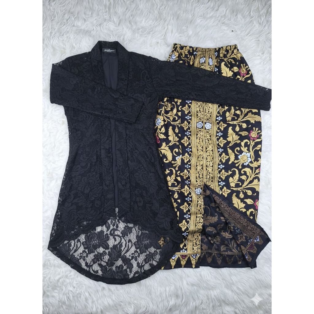 One Set Kurung Melayu Malaysia Elegant Polos Brokat Strait Setelan Tunik Kebaya Duyung Model Mermaid
