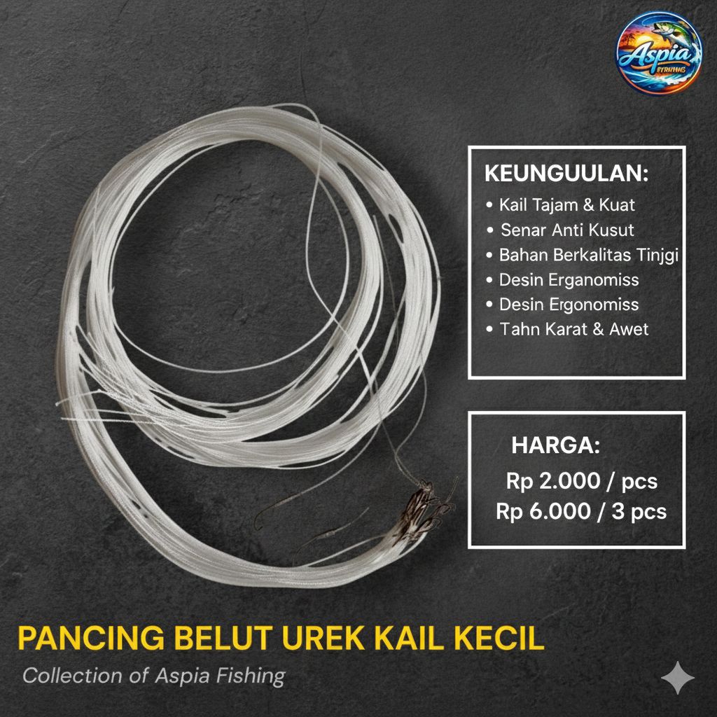 Pancing Belut Urek Kail Kecil Aspia Fishing - Kuat Lentur Siap Pakai - Real Pict