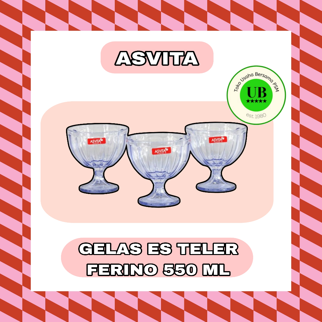 ASVITA GELAS ES TELER MANGKOK ES CAMPUR PLASTIK BENING GELAS ICE CREAM BESAR FERINO 500ML