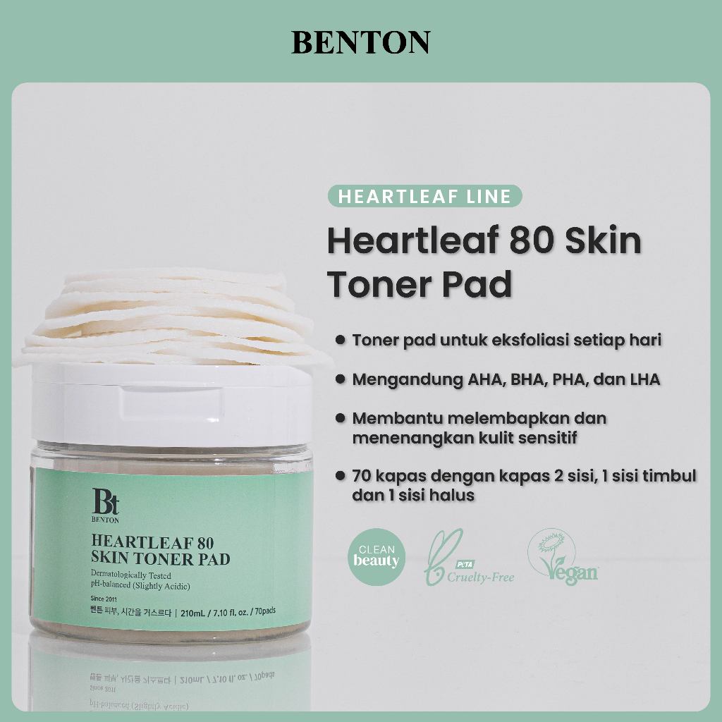[CLEARANCE] BENTON Heartleaf 80 Skin Toner Pad 210ml  [Masker Pad Kulit Sensitif & Jerawat] exp 06 -