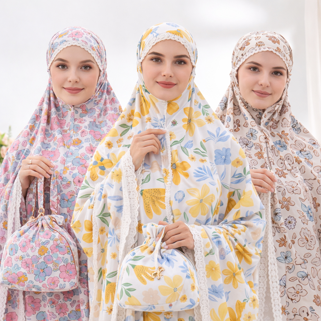 Karita - Mukena Rhea 2in1 Rayon Premium Jumbo Dewasa Terbaru Renda Mewah Motif Bunga Best Seller