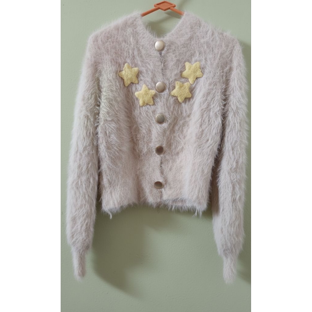 cardigan bulu fuzzy