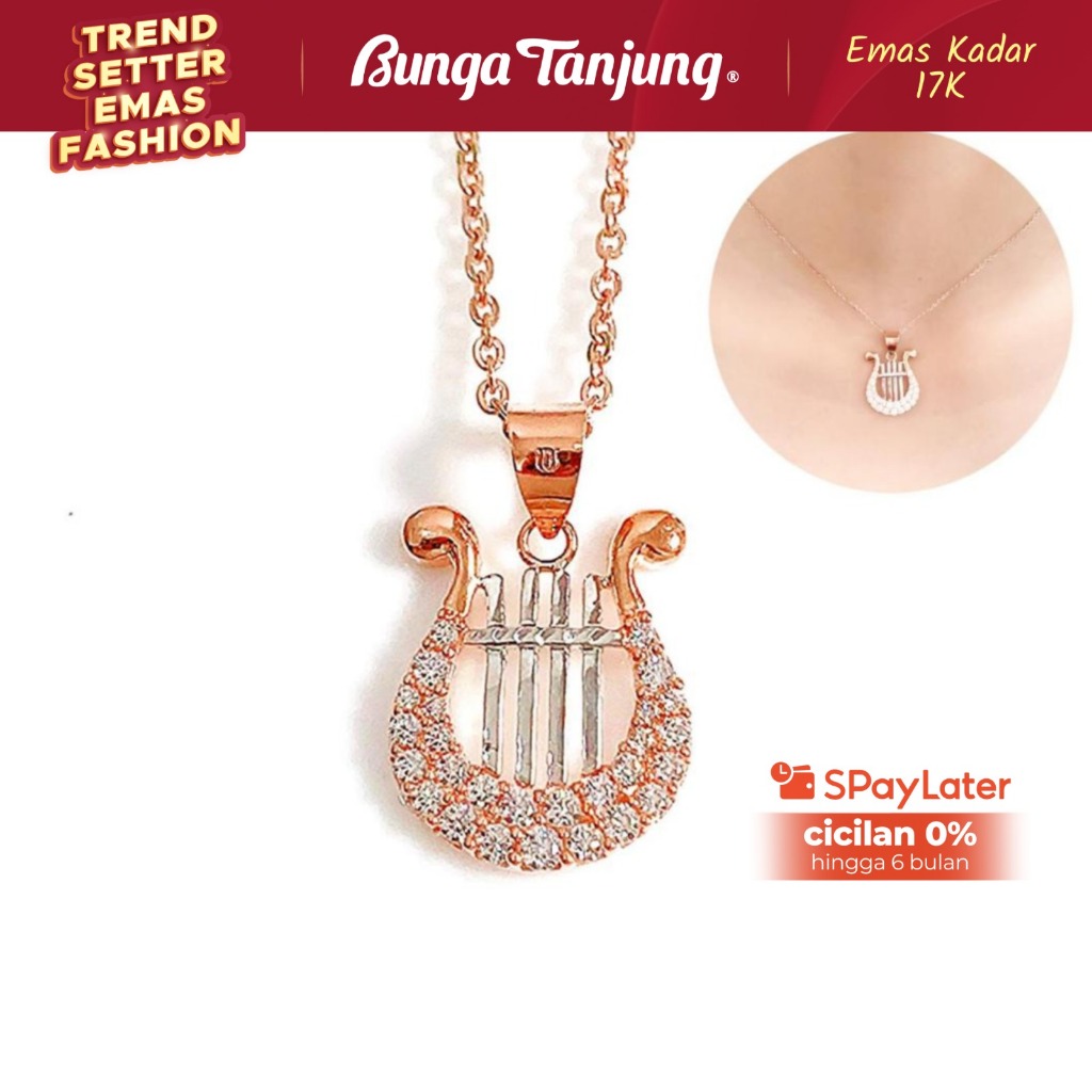 LIONTIN ALAT MUSIC HARPA - EMAS 17K - BUNGA TANJUNG GOLD