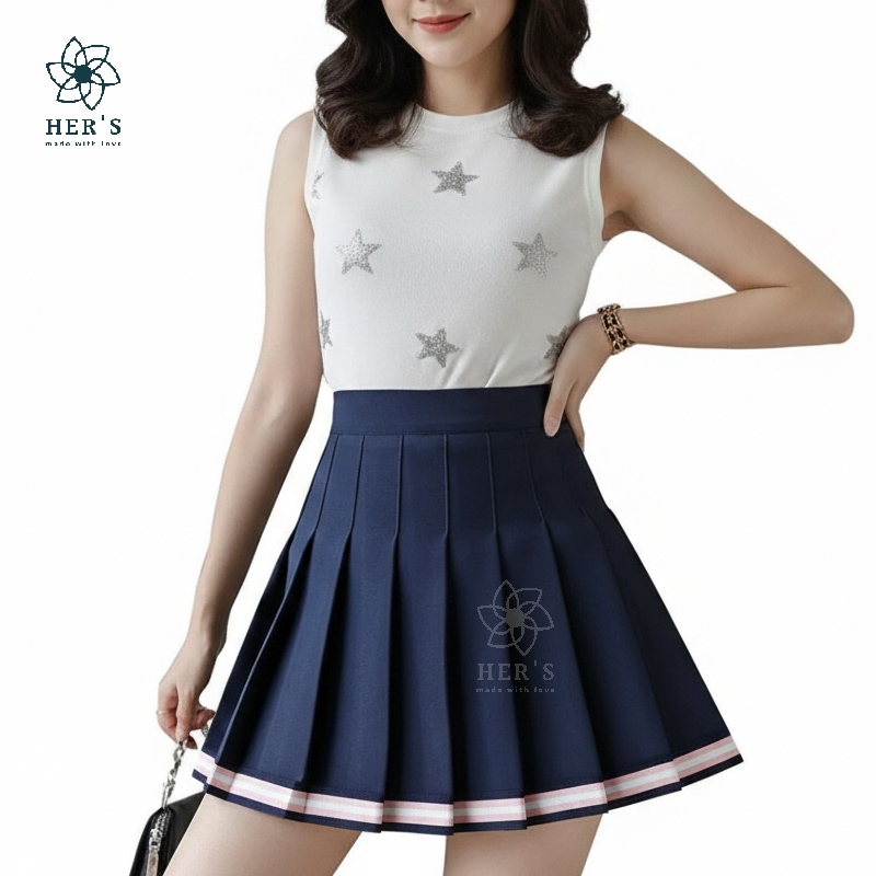 Her's - HER’S Skylar Pleated Mini Skirt – Korean Schoolgirl Style - Rok Mini Highwaist - Rok Lipit W