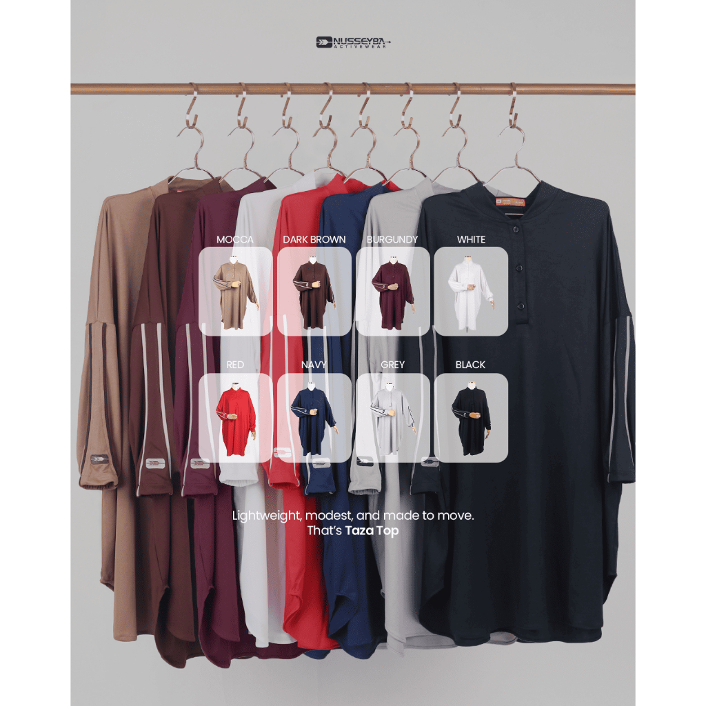 Nusseyba Taza Top Bahan Dry Fit Kaos Atasan Olahraga Wanita Muslimah