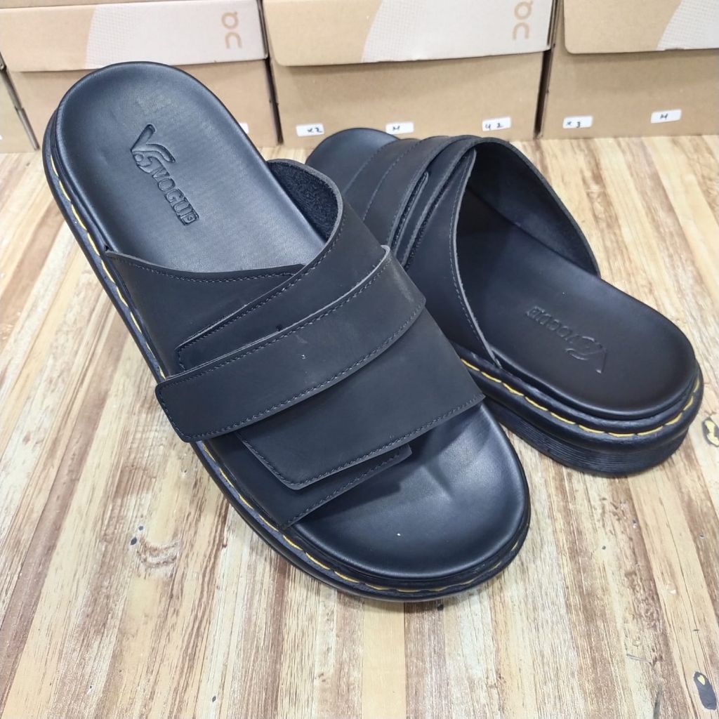 Vogue Project - sandal pria slop casual slip on kulit sendal slide anti slip ignor wilford