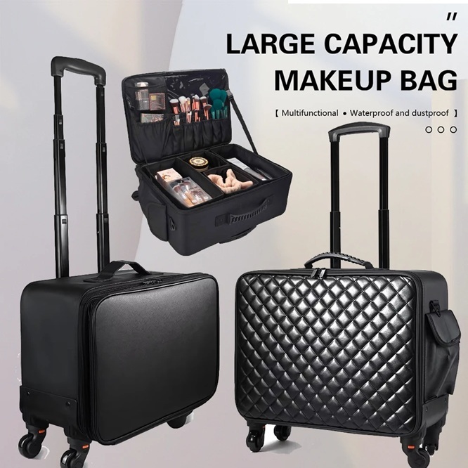 Koper Tas makeUp Multifungsi Grid Embroidery /Beautycase /Box MakeUp /Box Kosmetik /Koper Kosmetik