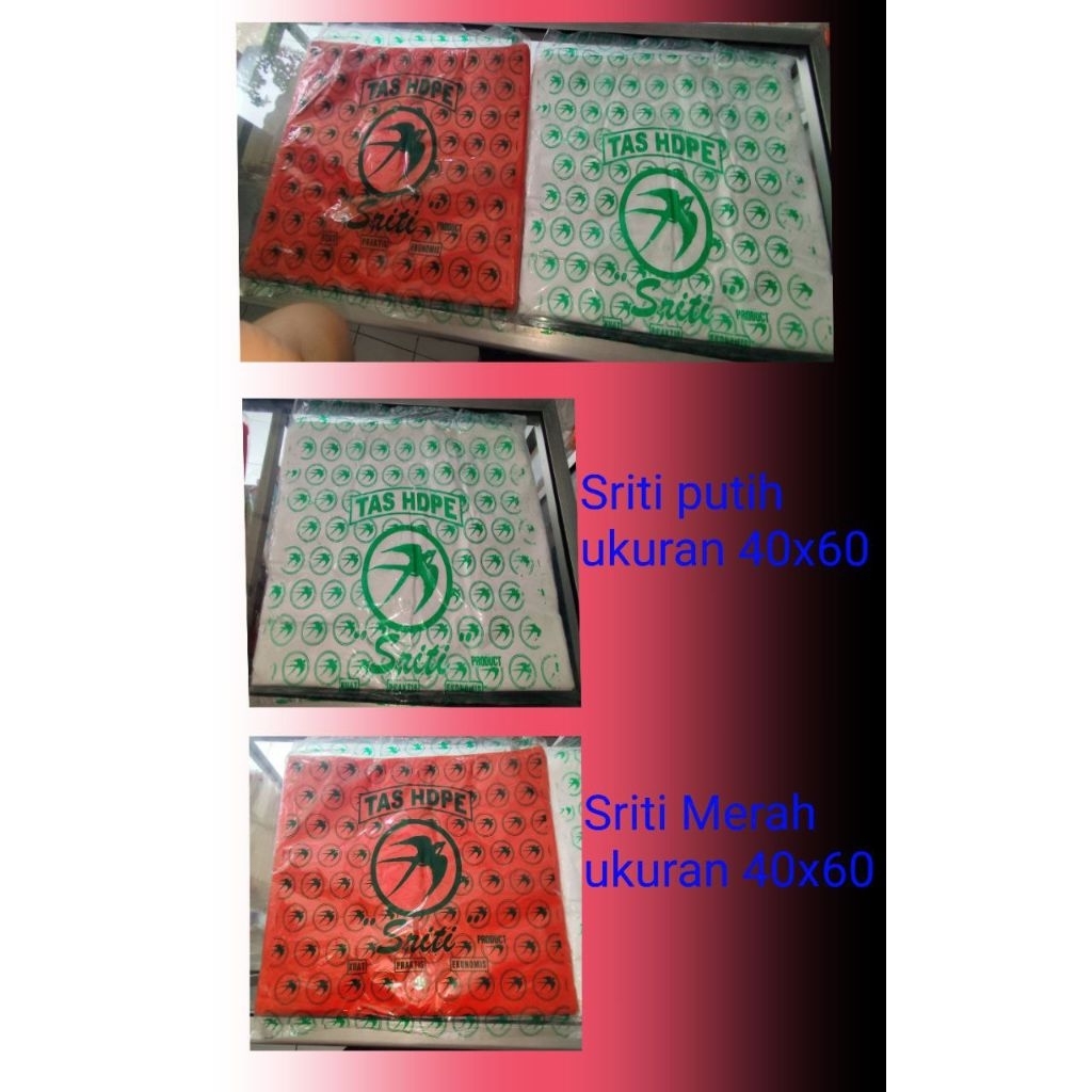 PLASTIK KRESEK SRITI MERAH & PUTIH UKURAN 40X60CM