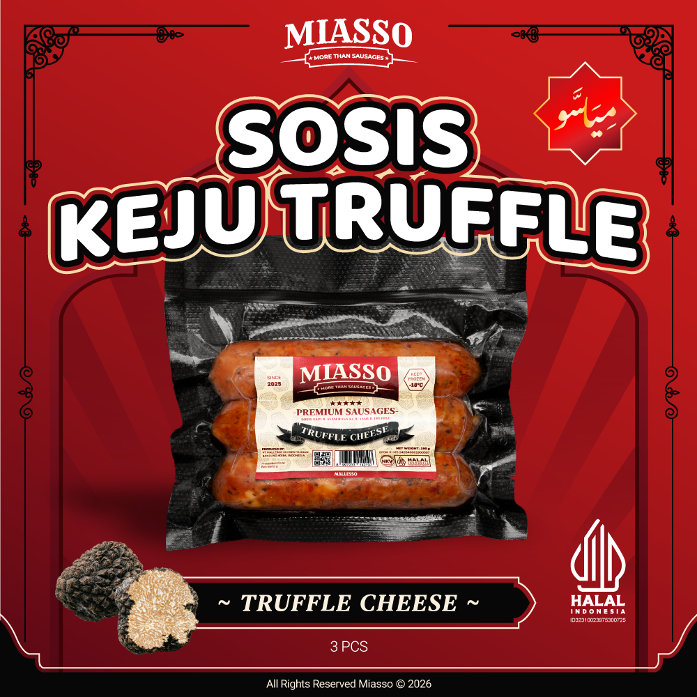 MIASSO TRUFFLE Cheese Premium Sausages Sosis Keju Lumer Daging Sapi Makanan Frozen Food