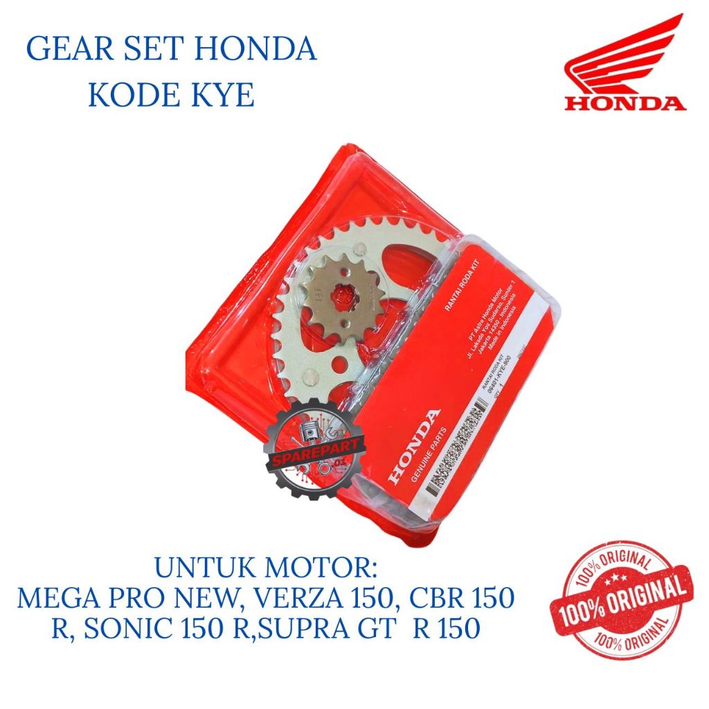 GEAR SET ORIGINAL HONDA KODE KYE MEGA, MEGA PRO NEW, VERZA 150, CBR 150, CBR 150 R, SONIC 150 R, SUP