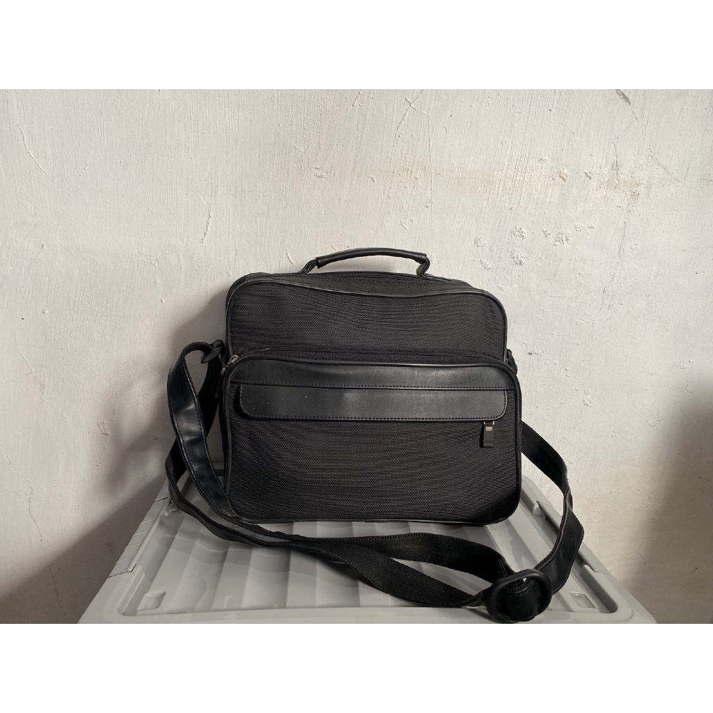 tas sling bag slempang pria men canvas tebal hitam preloved