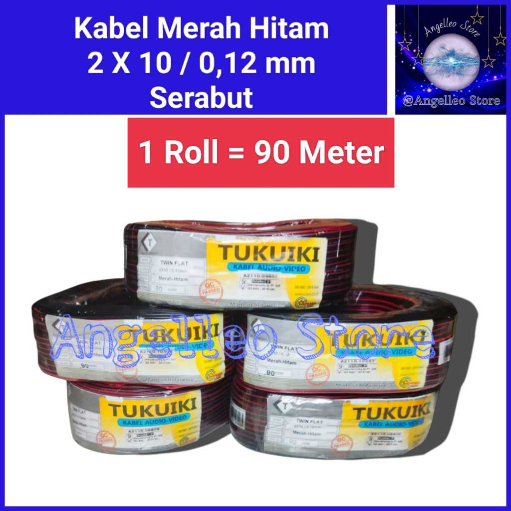 Kabel Serabut 2 x 10/0.12 mm~Kabel Merah/Hitam 2 x 10/0.12 mm~Kabel Listrik 2 x 10/0.12 mm~Tembaga~P