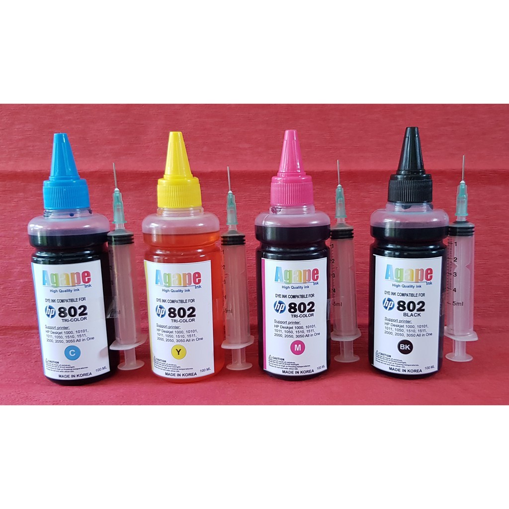 Tinta Refill cartridge printer Hp 802 Kualitas Sangat Baik cocok  HP Deskjet 2135, 2335, 2336, 2337