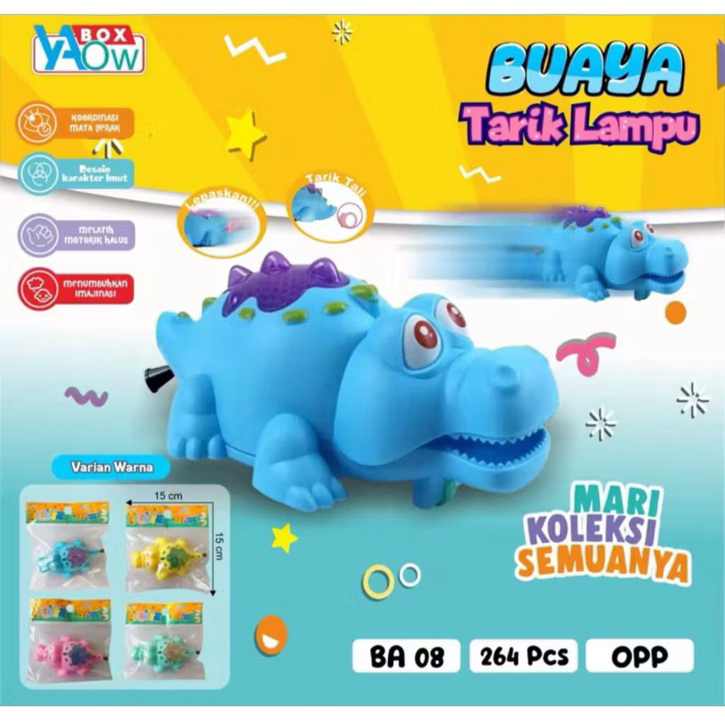 Buaya Tarik Lampu / Mainan Anak Kecil Buaya Tarik ADA LAMPU SERU WARNA WARNI
